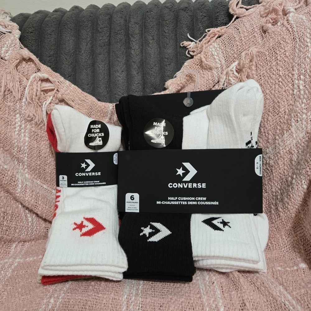 New CONVERSE Socks Lot Pack Of 3 And A Pack Of 6 Half Cushion Mens